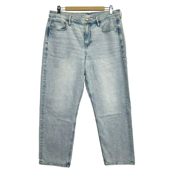 American Eagle Jeans Womens Size 14 Short 90's Straight Leg Light Wash Denim - Picture 1 of 5